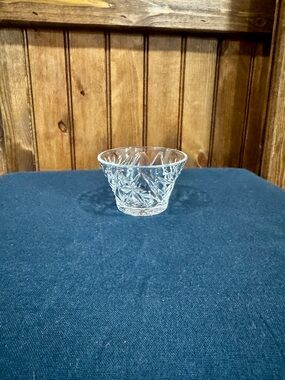 Vintage Anchor Hocking Star of David Clear Pressed Glass Custard Bowl